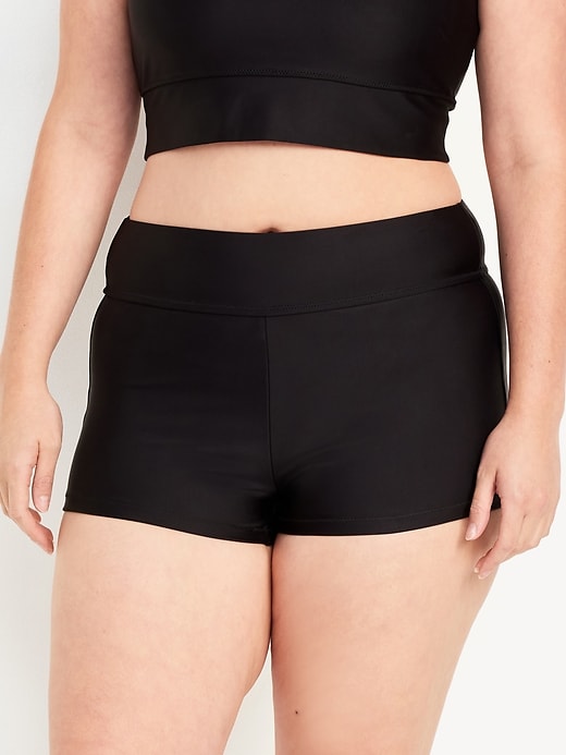 Image number 5 showing, High-Waisted Matte Swim Shorts -- 2-inch inseam