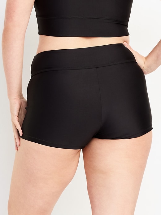 Image number 6 showing, High-Waisted Matte Swim Shorts -- 2-inch inseam