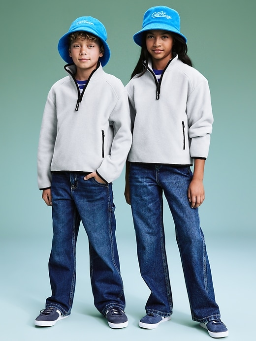 Image number 1 showing, '94 Gender-Neutral Half-Zip Sweatshirt for Kids