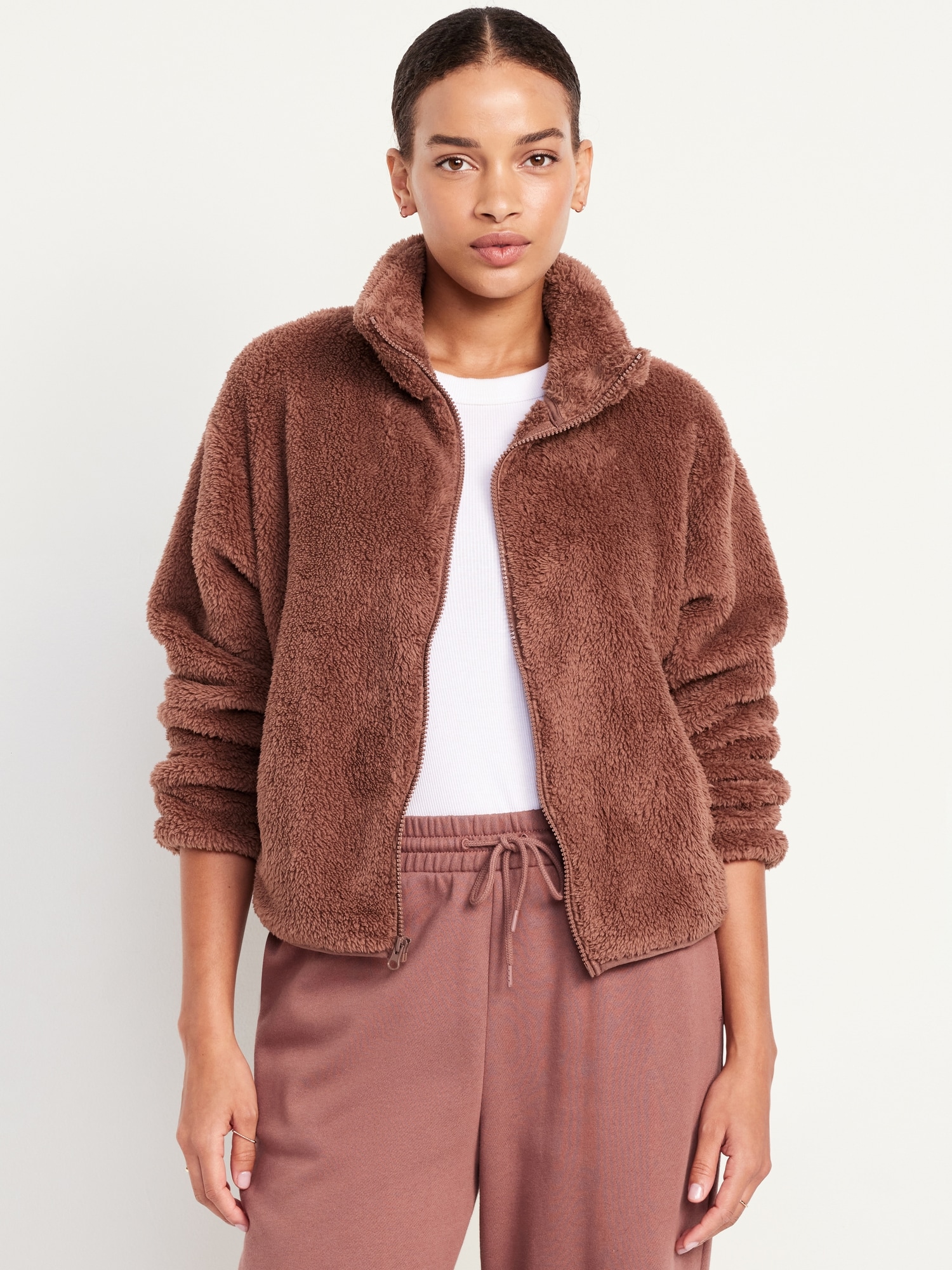 Sherpa Zip Jacket - Brown