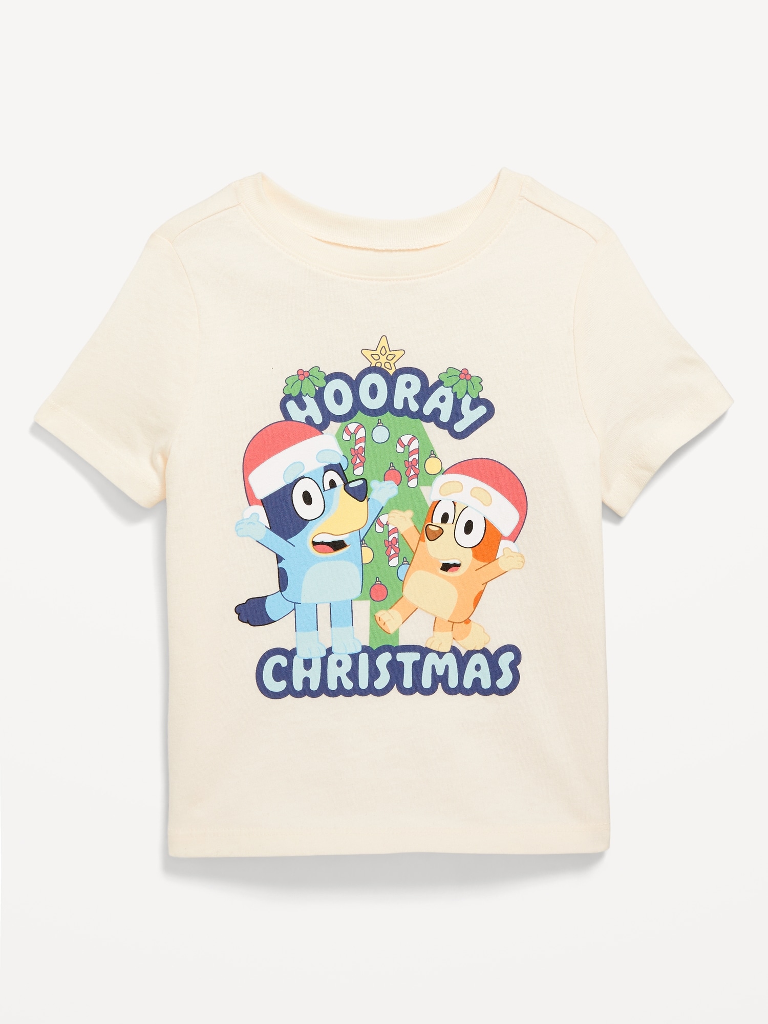 Old Navy Toddlers Bluey Unisex Holiday Graphic T Shirt White Regular Size 4T