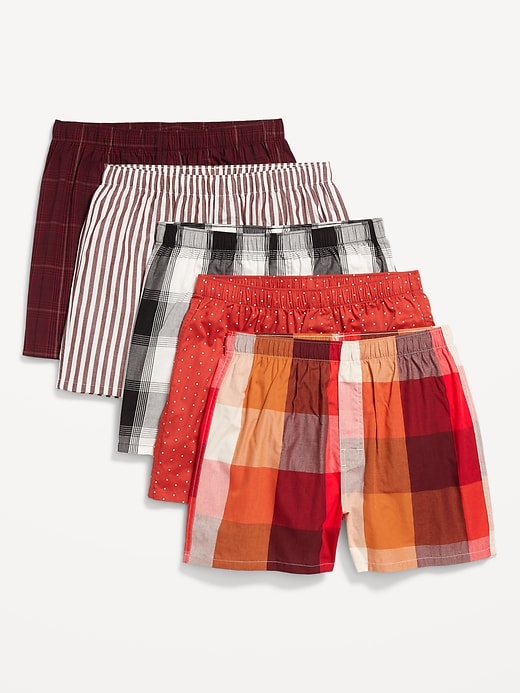 View large product image 1 of 1. 5-Pack Poplin Boxer Shorts