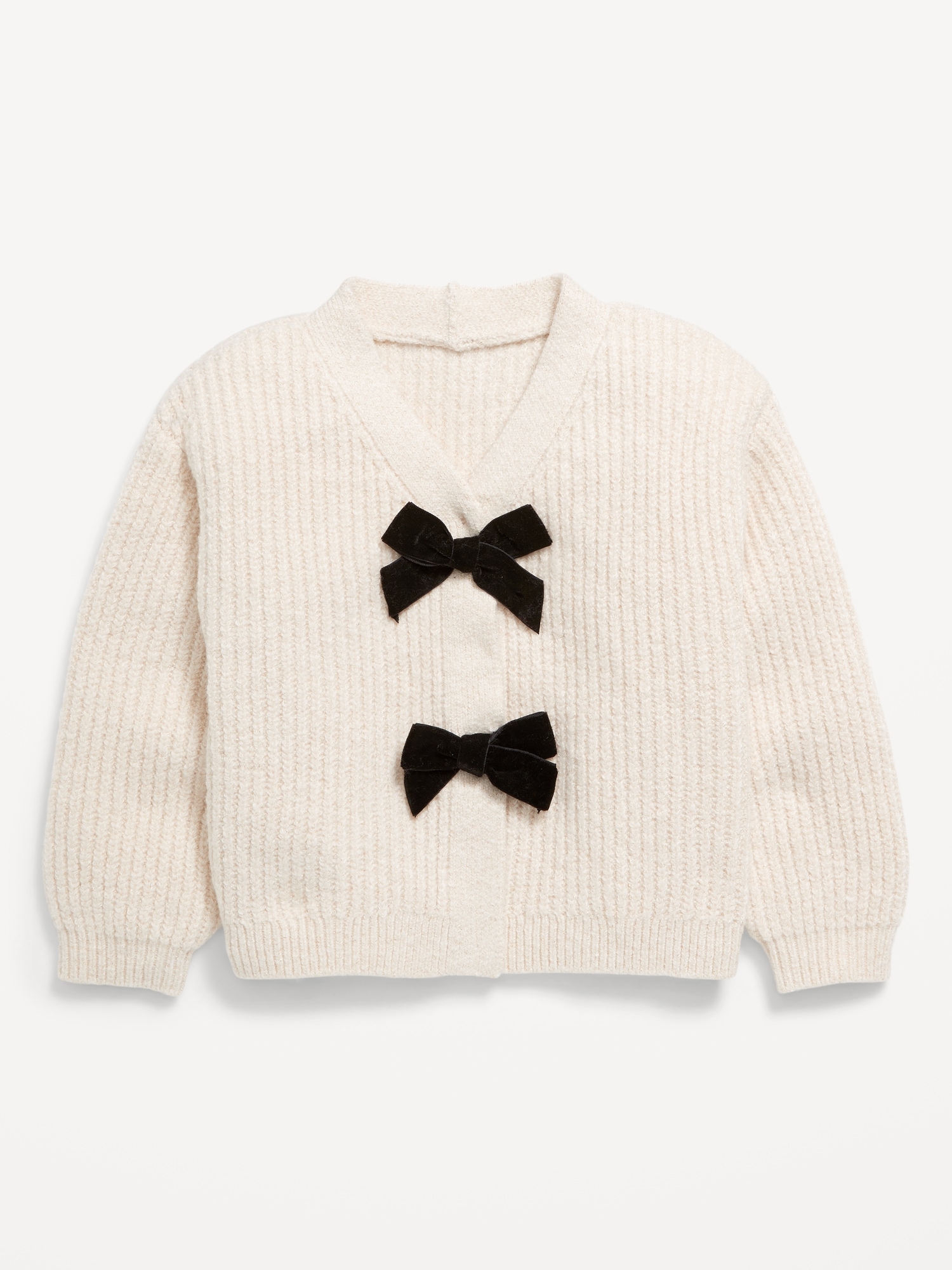 Cardigan en tricot côtelé à double nœud pour toute-petite fille