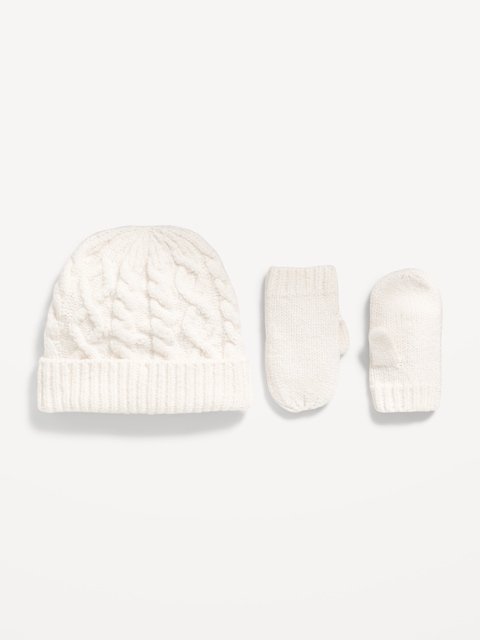 Ensemble bonnet et moufles en tricot torsadé pour Tout-petit garçon