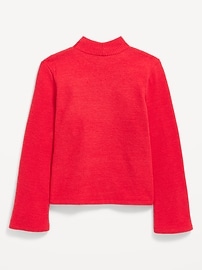 View large product image 3 of 4. Cozy Mock-Neck Bell-Sleeve Ribbed Top for Girls