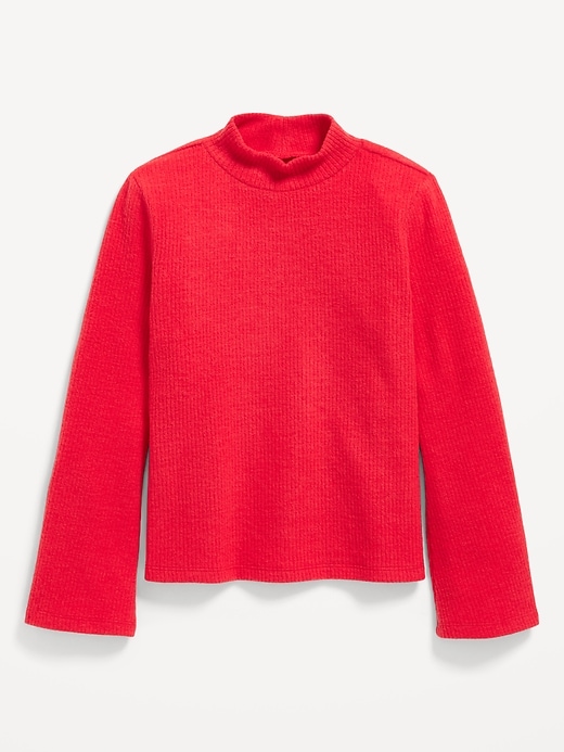 View large product image 2 of 4. Cozy Mock-Neck Bell-Sleeve Ribbed Top for Girls