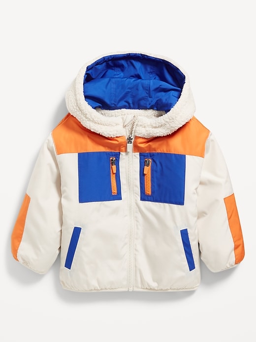 Voir une image plus grande du produit 2 de 3. Veste réversible en Sherpa de couleurs contrastantes pour tout-petit garçon