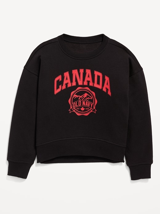 View large product image 1 of 2. Vintage Oversized Canada Logo-Graphic Sweatshirt for Girls