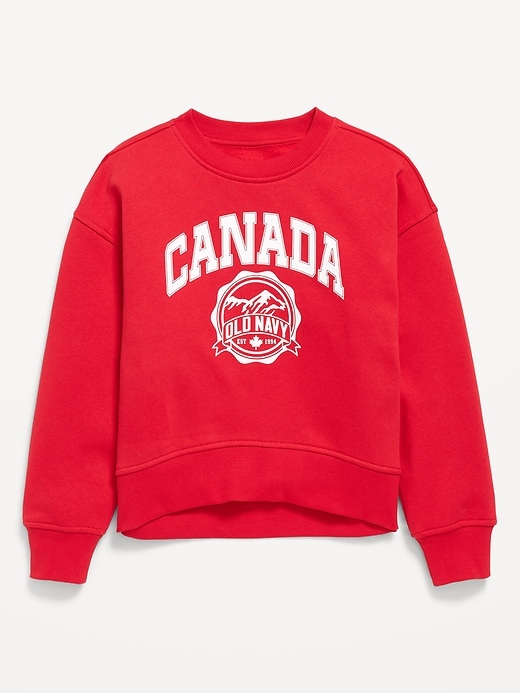 Voir une image plus grande du produit 1 de 2. Chandail en coton ouaté vintage surdimensionné à logo Canada imprimé pour Fille