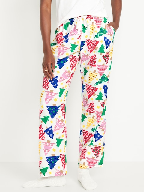 Pantalon de pyjama à taille mi-basse en flanelle à motif - Sapins De Noël (Assorti Pour Toute La Famille)