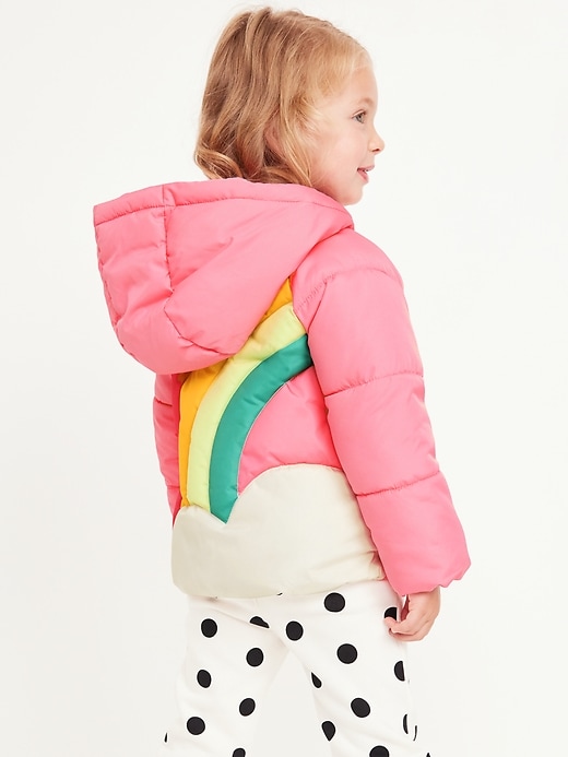 Voir une image plus grande du produit 1 de 3. Veste rembourrée matelassée hydrorésistante à imprimé pour toute-petite fille