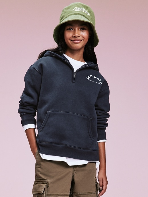 Image number 8 showing, '94 Gender-Neutral Half-Zip Logo-Graphic Hoodie for Kids