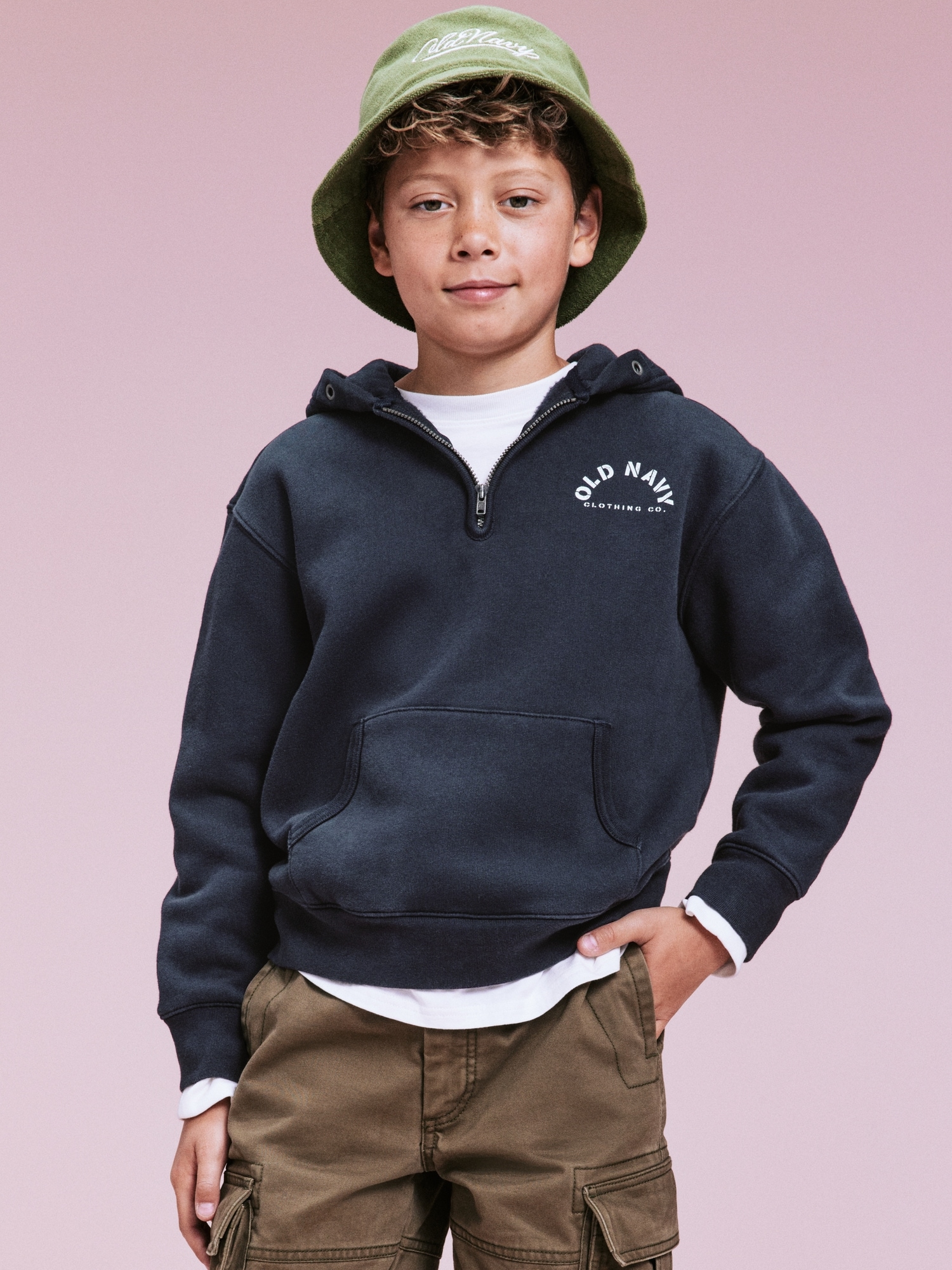 '94 Gender-Neutral Half-Zip Logo-Graphic Hoodie for Kids