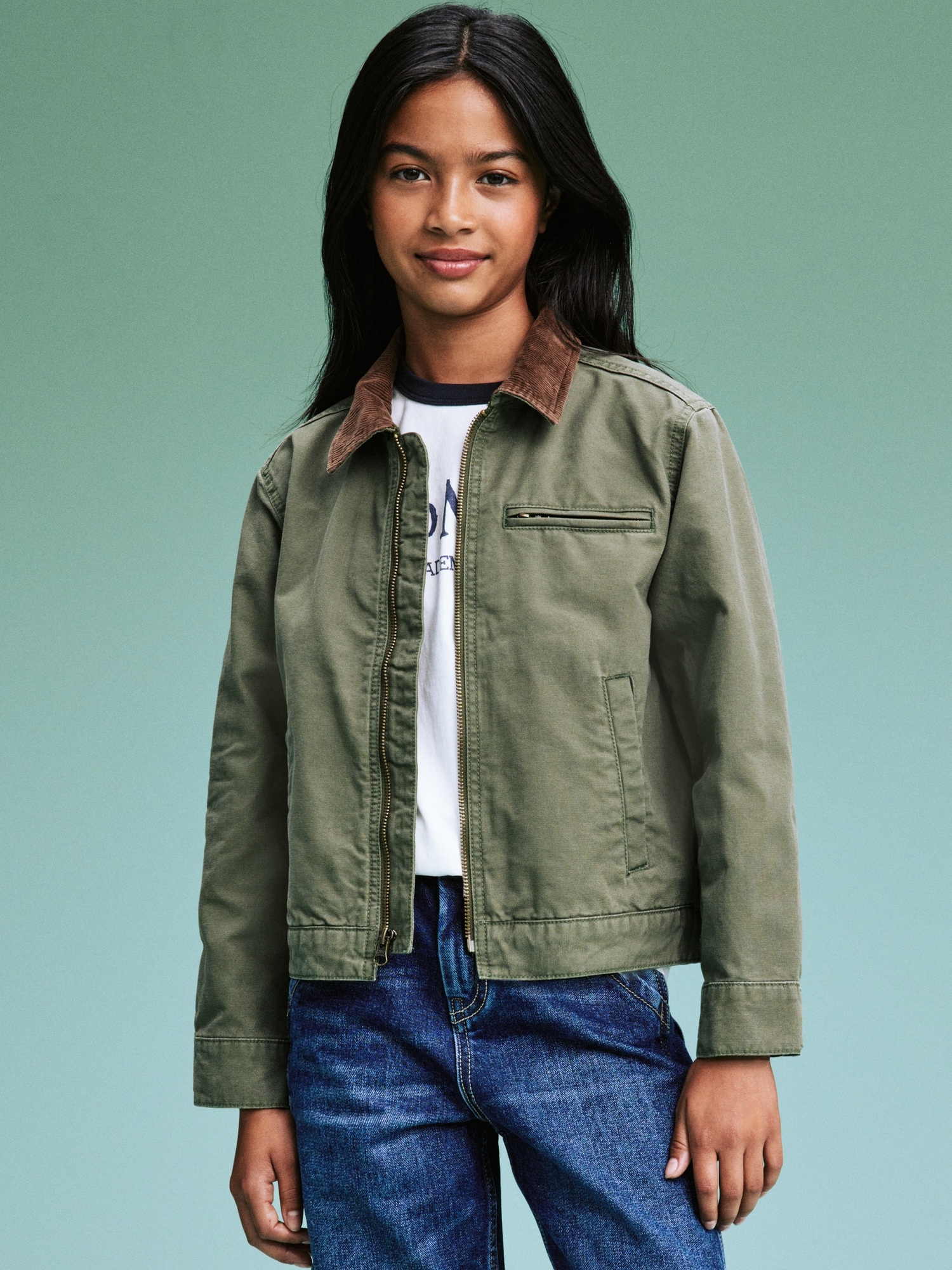 '94 Gender-Neutral Corduroy-Trim Canvas Jacket for Kids