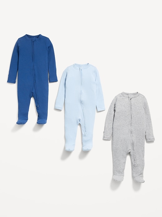 Image number 3 showing, 2-Way-Zip Sleep & Play Footed One-Piece 3-Pack for Baby