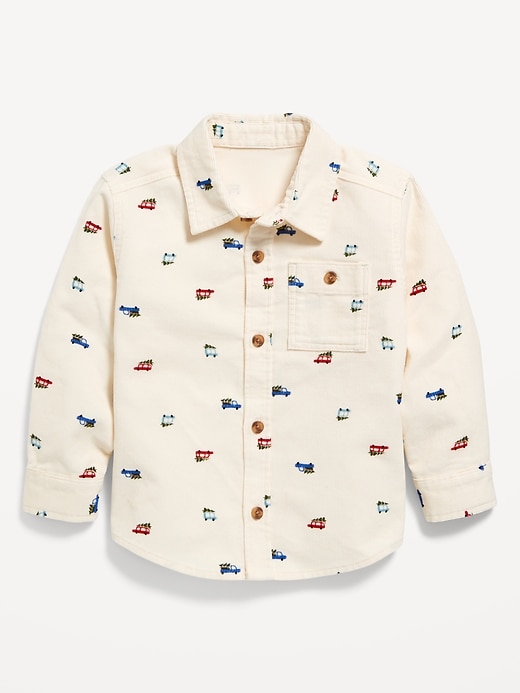 View large product image 1 of 2. Printed Long-Sleeve Pocket Corduroy Shirt for Toddler Boys