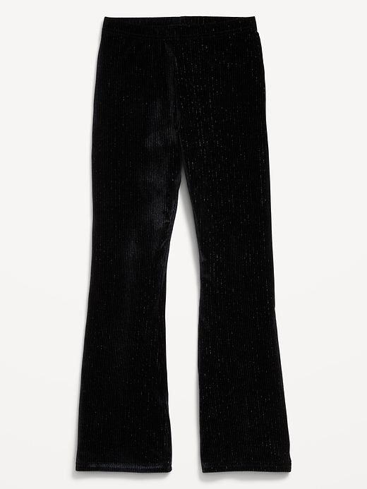 View large product image 1 of 2. High-Waisted Ribbed Velvet Flared Leggings for Girls