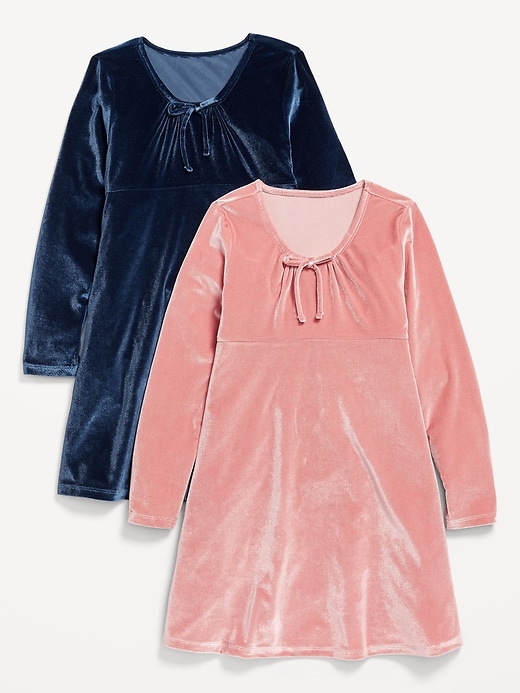 Voir une image plus grande du produit 1 de 2. Robe en velours à manches longues pour fille (paquet de 2)