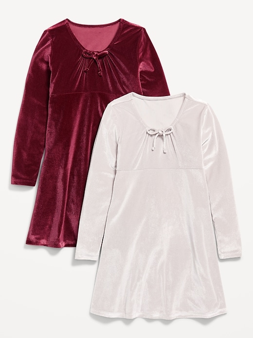 View large product image 1 of 2. Long-Sleeve Velvet Dress 2-Pack for Girls