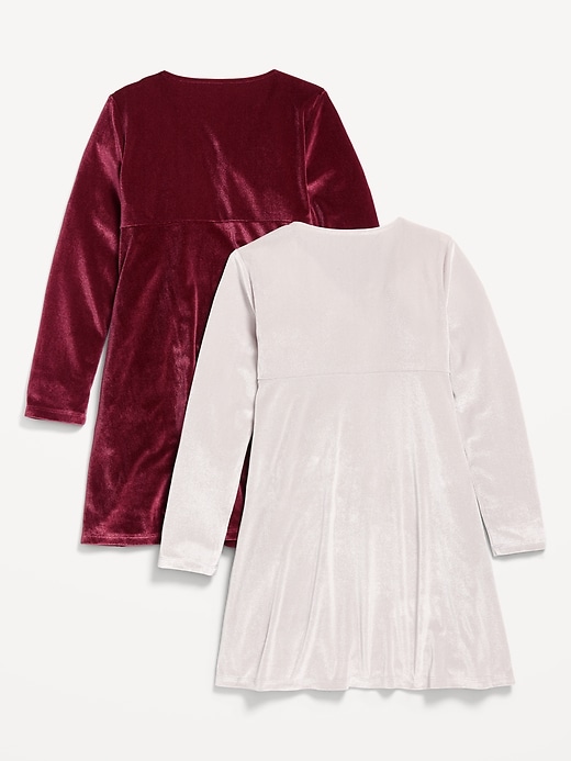 View large product image 2 of 2. Long-Sleeve Velvet Dress 2-Pack for Girls