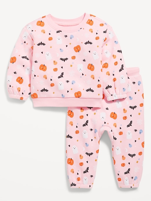 Voir une image plus grande du produit 1 de 3. Ensemble de chandail en jersey bouclette et pantalon en coton ouaté à imprimé pour bébé