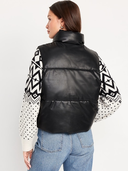 Image number 2 showing, Faux-Leather Puffer Vest