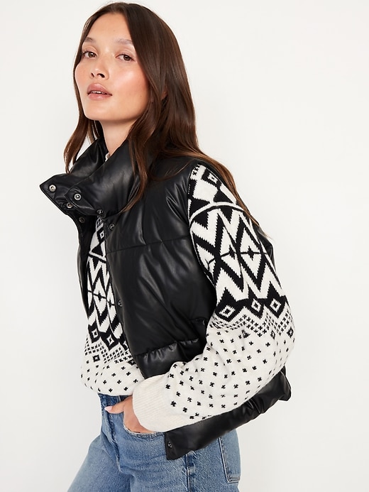 Image number 3 showing, Faux-Leather Puffer Vest