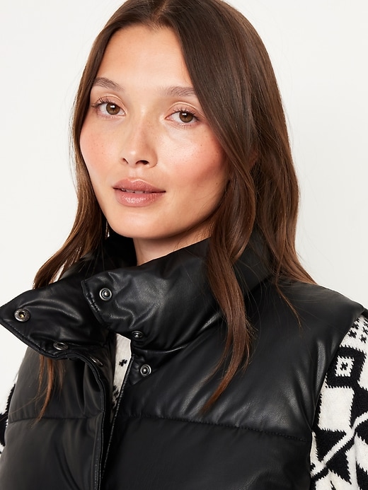 Image number 4 showing, Faux-Leather Puffer Vest