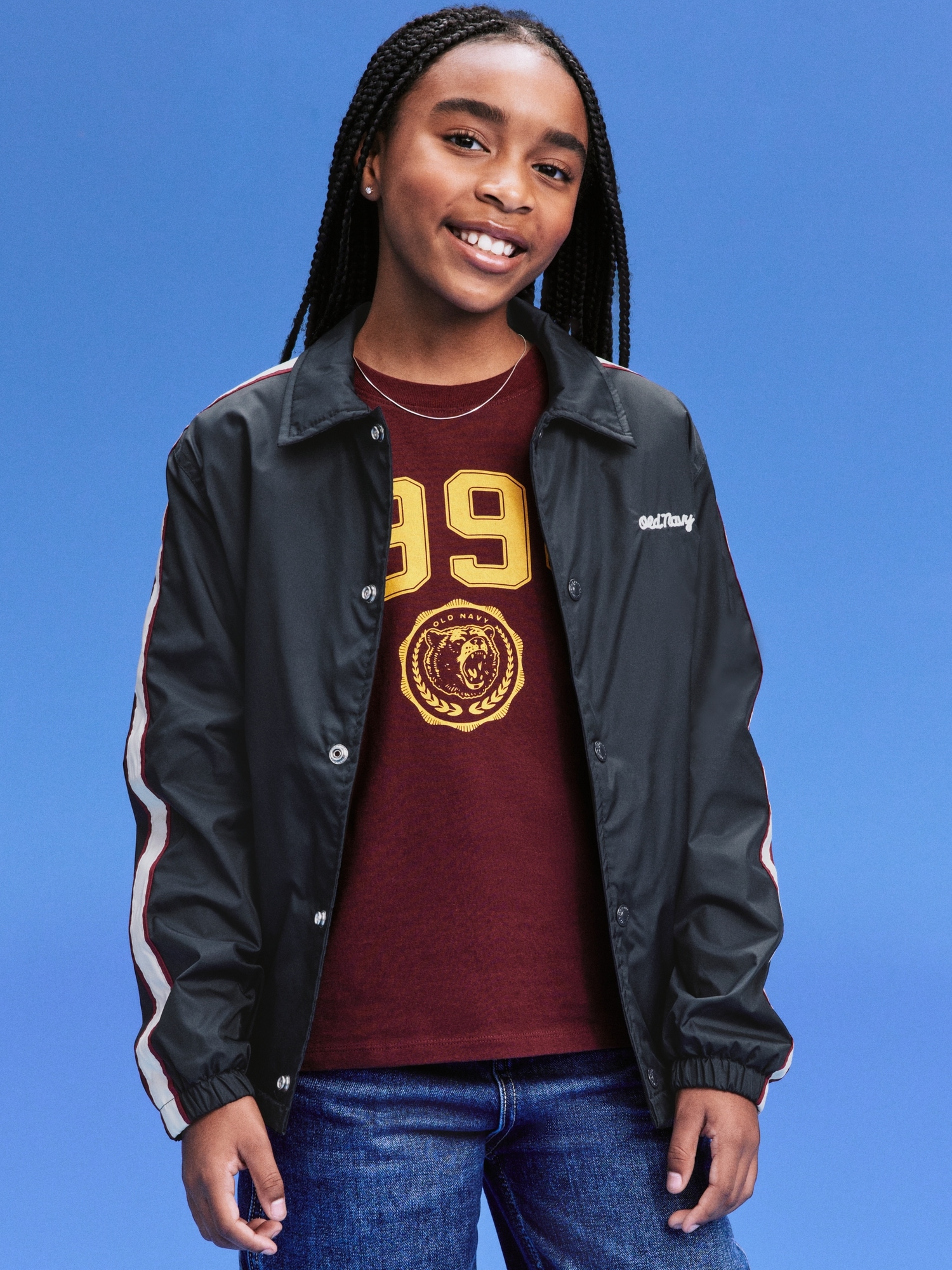 '94 Gender-Neutral Button-Front Logo-Graphic Jacket for Kids