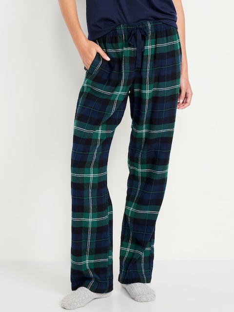 Mid-Rise Flannel Pajama Pants for Women - Multi