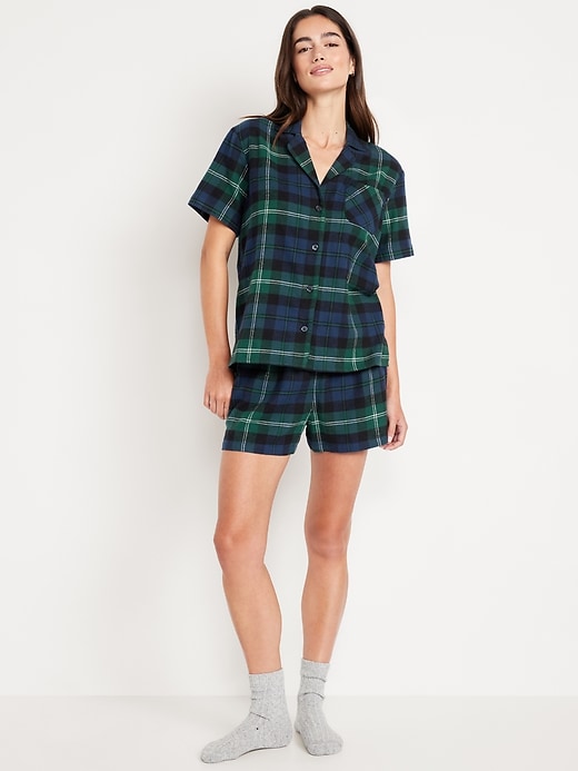 Flannel pj shorts womens sale