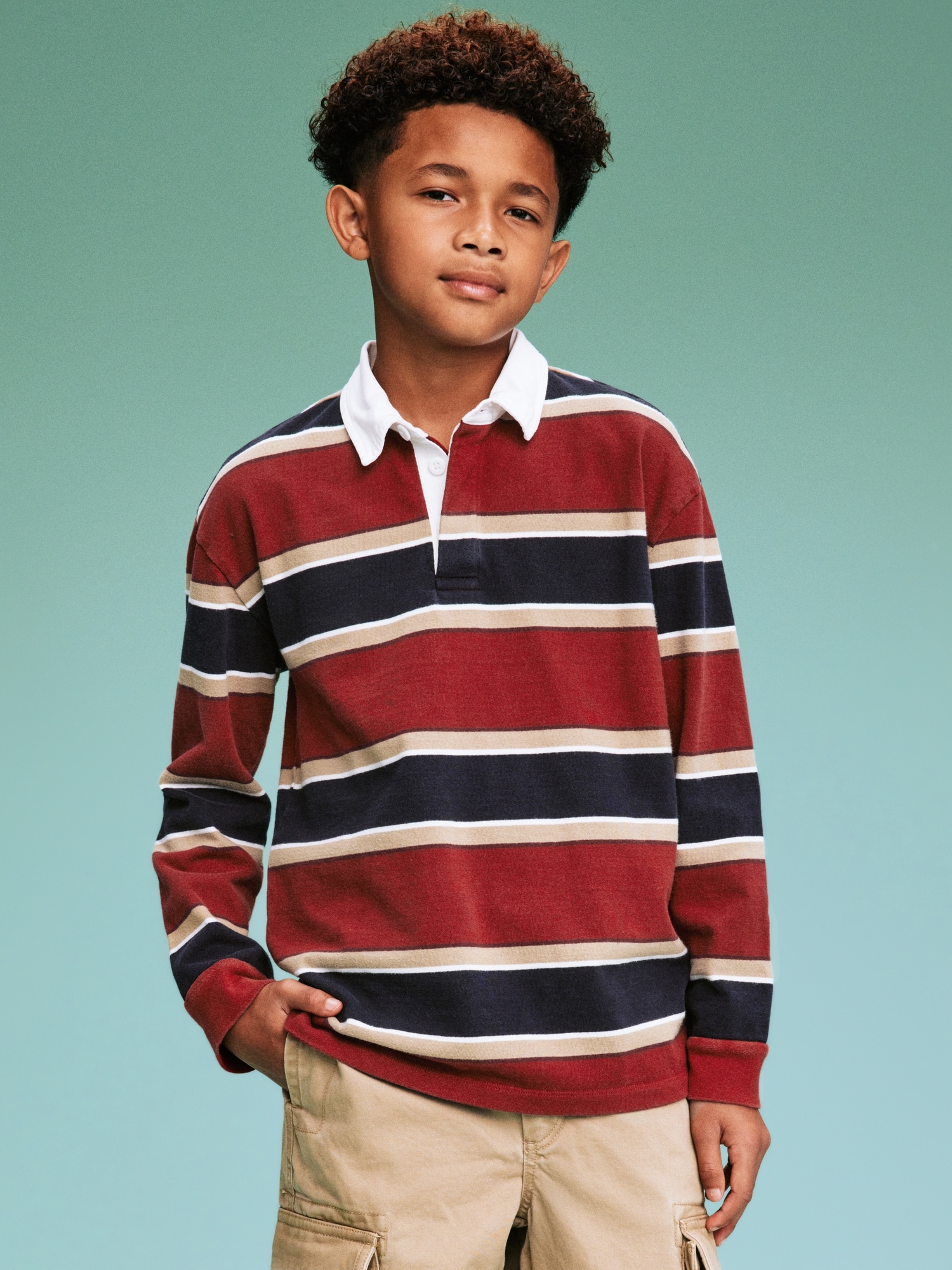 '94 Long-Sleeve Rugby Stripe Polo Shirt for Boys