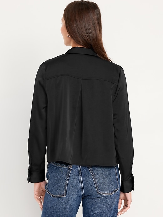 Image number 2 showing, Satin Cropped Button-Down Shirt