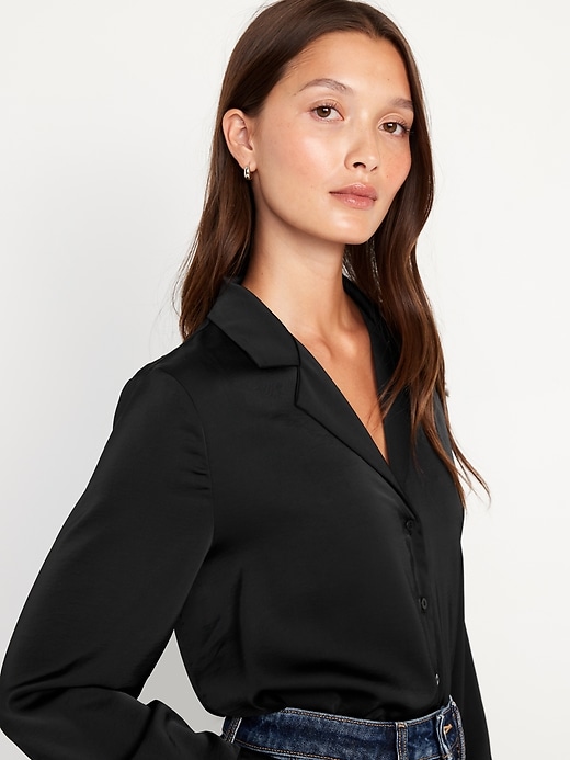 Image number 4 showing, Satin Cropped Button-Down Shirt