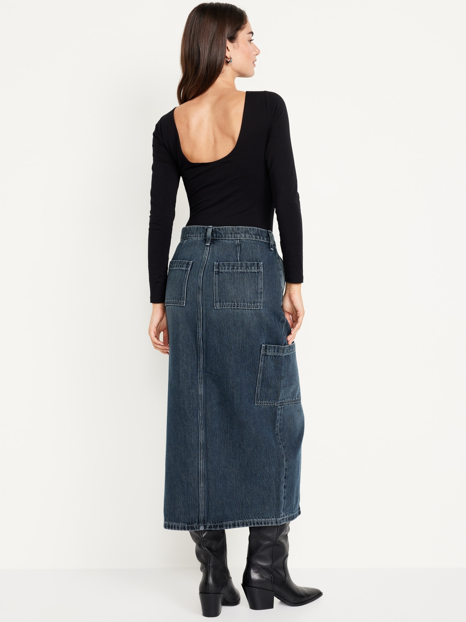 Mid-Rise Cargo Maxi Skirt