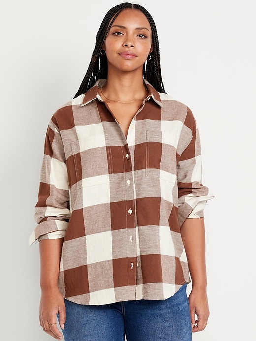 Image number 5 showing, Flannel Boyfriend Button-Down Shirt