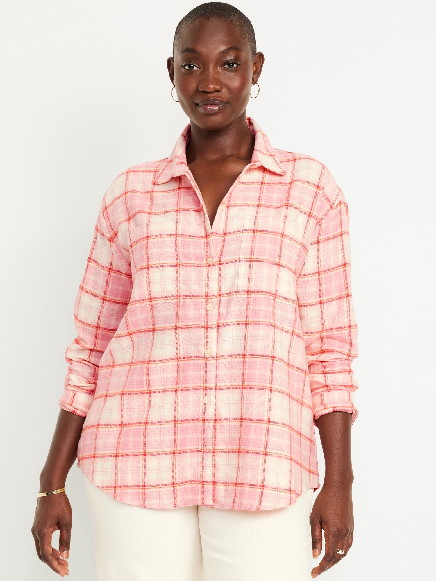 Flannel Boyfriend Button-Down Shirt