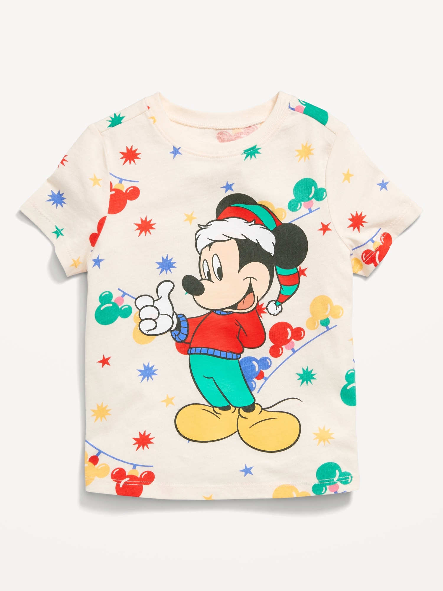 Disney© Unisex Mickey Mouse Holiday Graphic T-Shirt for Toddler - White