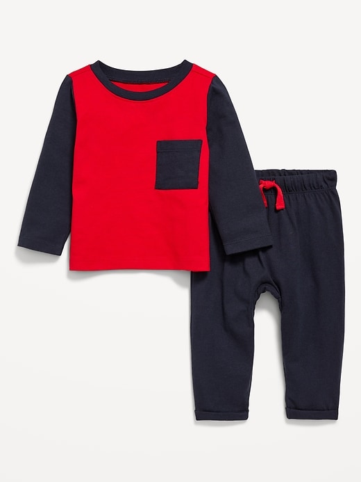 View large product image 1 of 3. Long-Sleeve Pocket T-Shirt and Pants Set for Baby