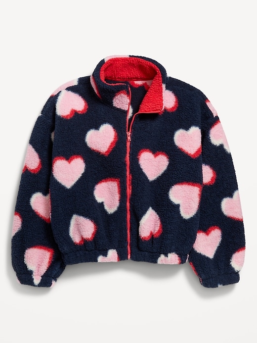 View large product image 2 of 4. Printed Mock-Neck Sherpa Full-Zip Jacket for Girls