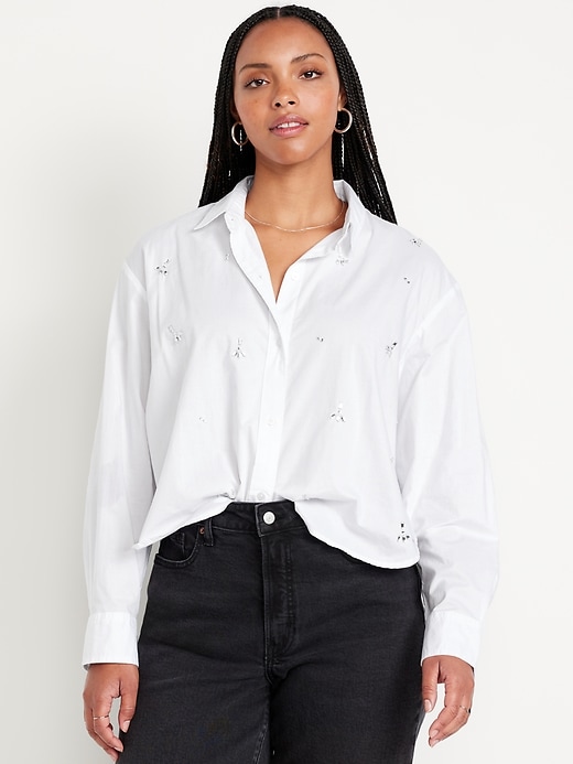 Image number 5 showing, Button-Down Crop Shirt