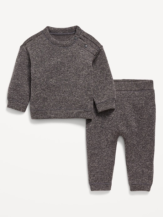 Voir une image plus grande du produit 1 de 2. Ensemble chandail à manches longues et pantalon en coton ouaté molletonné pour bébé