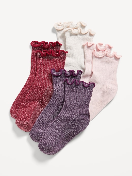 Voir une image plus grande du produit 1 de 1. Chaussettes courtes à volants pour fille (4 paires)