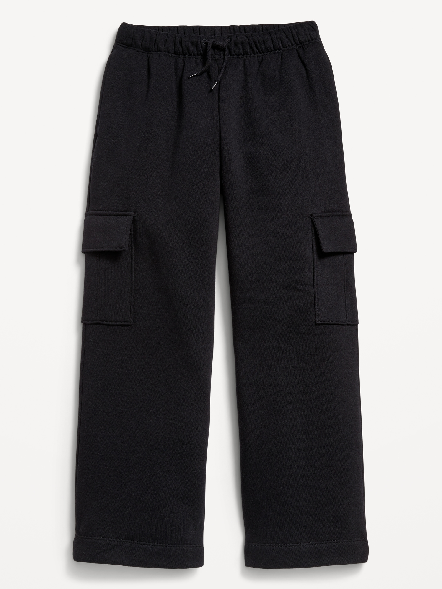 High-Waisted Wide-Leg Fleece Cargo Pants for Girls