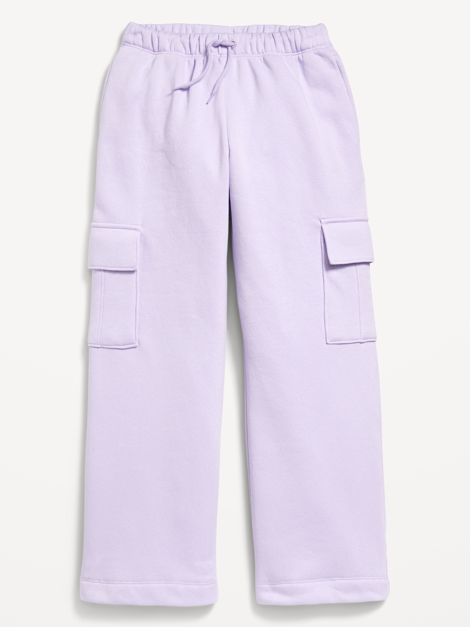 High-Waisted Wide-Leg Fleece Cargo Pants for Girls