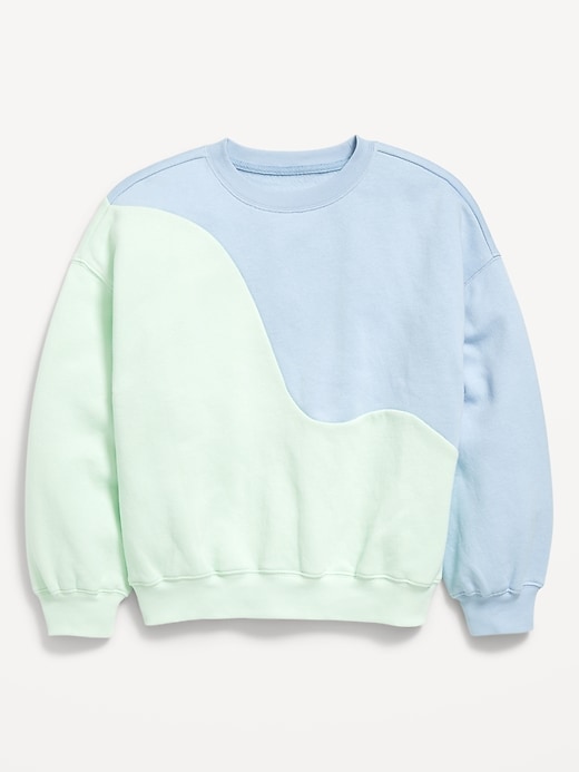 View large product image 2 of 3. Oversized Long-Sleeve Color-Block Sweatshirt for Girls