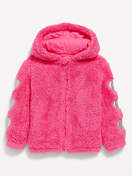 Voir une image plus grande du produit 2 de 3. Veste en Sherpa à glissière pleine longueur avec applique pour toute-petite fille