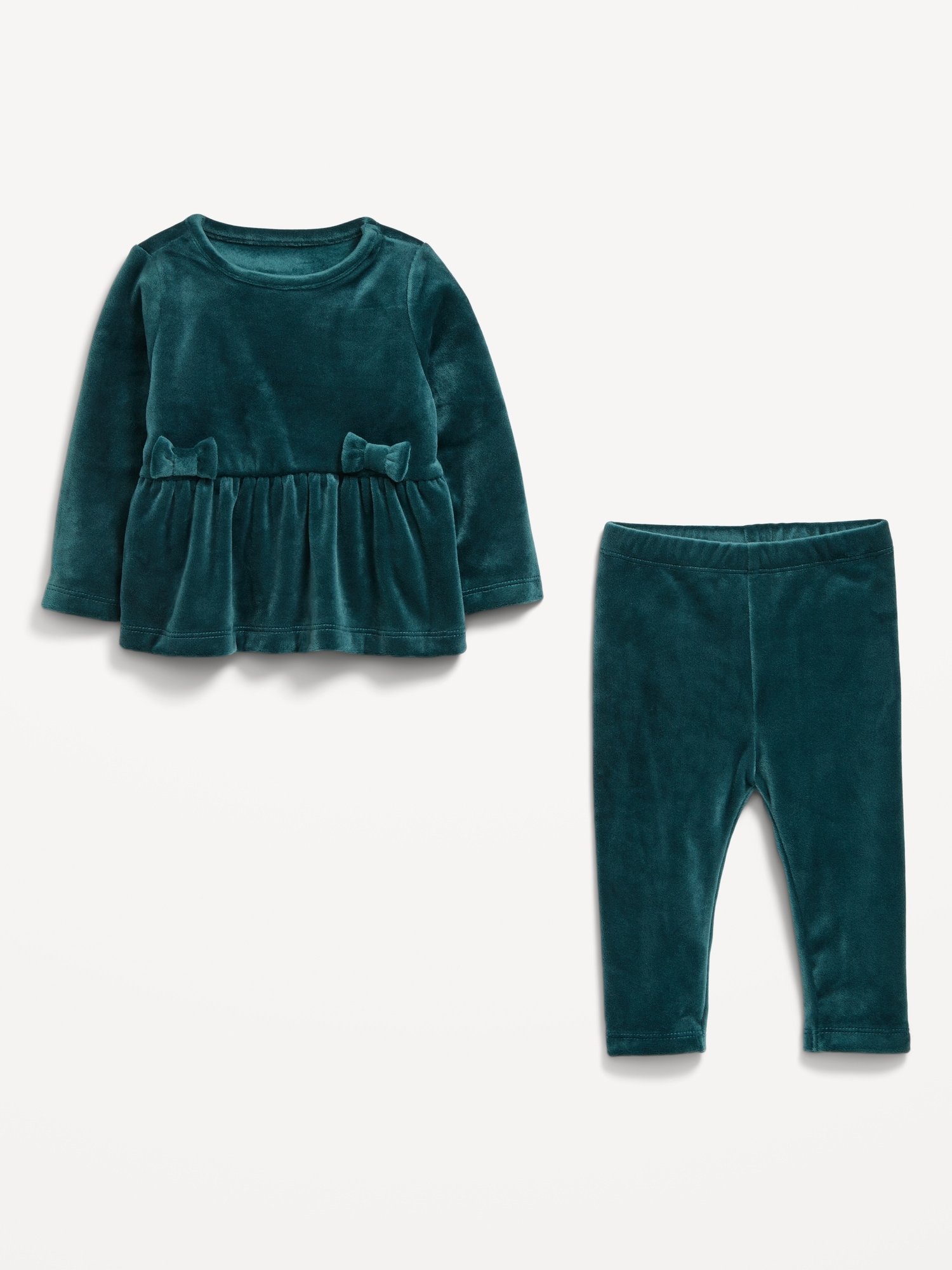 Cozy Velour Peplum Top and Leggings Set for Baby