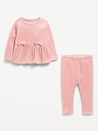 View large product image 3 of 3. Cozy Velour Peplum Top and Leggings Set for Baby