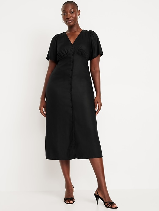 Image number 4 showing, Button-Down Crepe Midi Dress